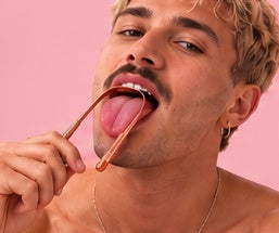 Pink Pulse copper tongue scraper image 3, cropped without visible borders